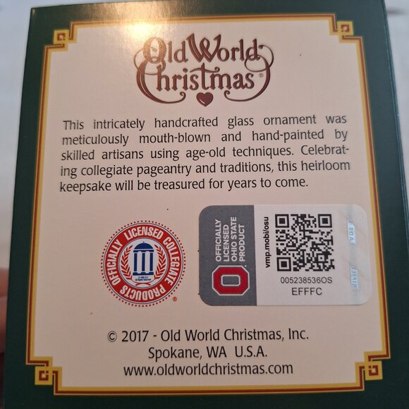 Old World Christmas NCAA Ohio State Football Helmet Glass Christmas Ornament - Picture 3 of 5